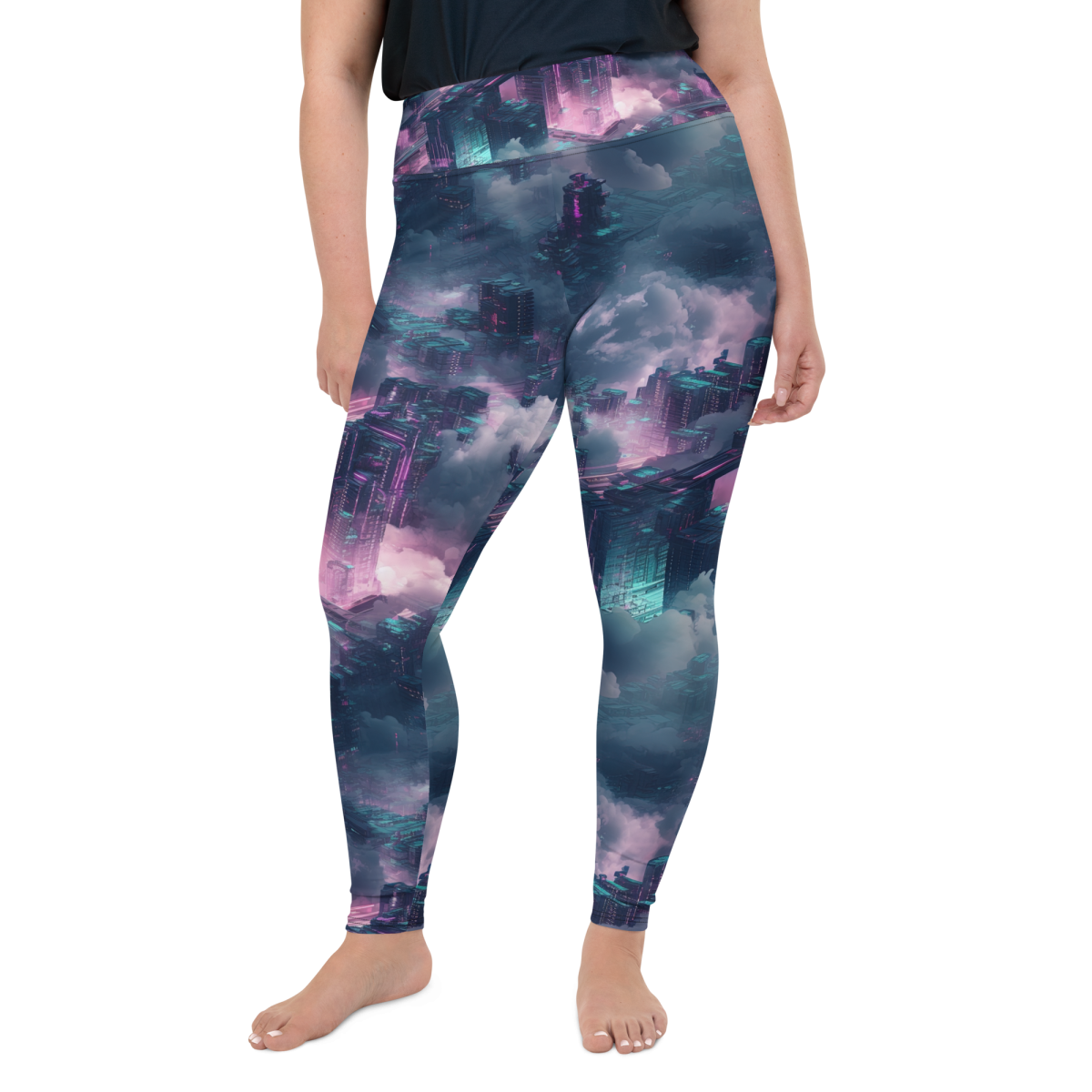 Cloudy Skyscraper - Blue/Magenta - Plus Size Leggings - Image 3