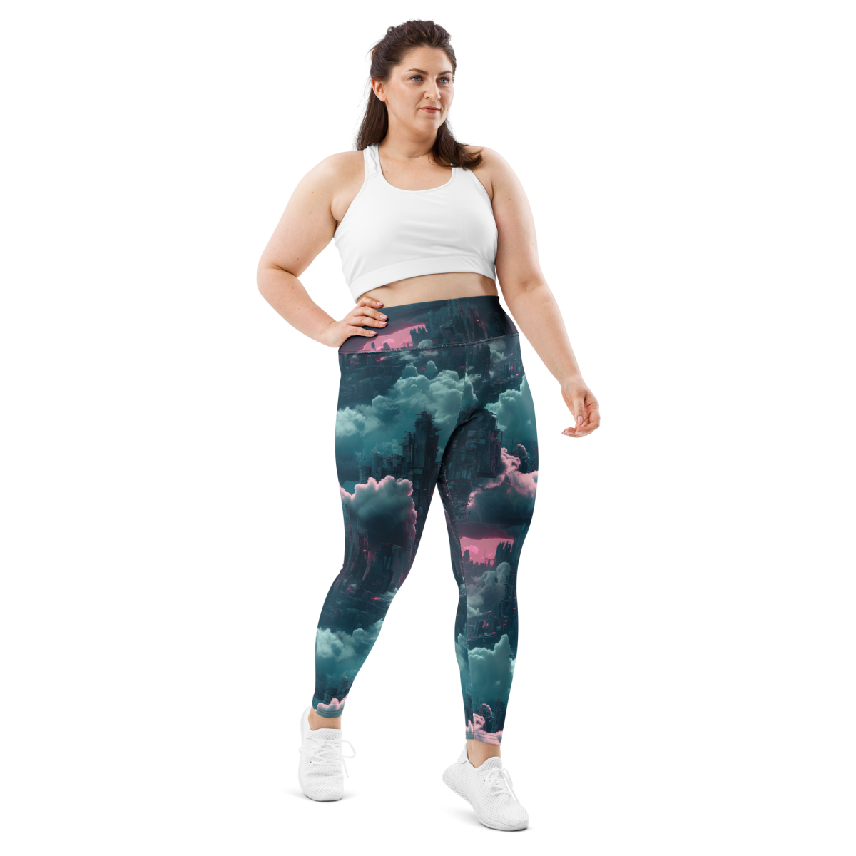 Cloudy City - Blue/Magenta - Plus Size Leggings - Image 2