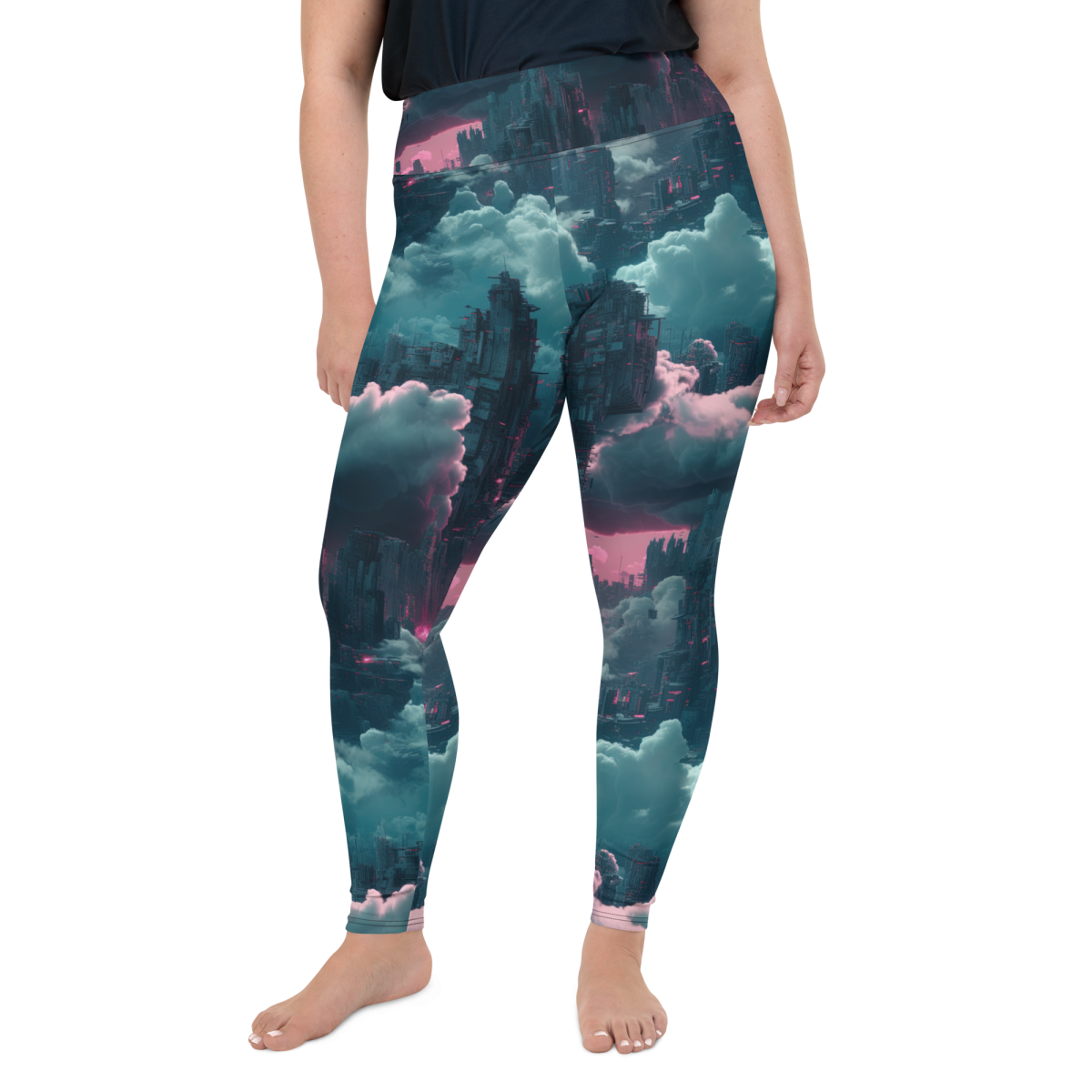 Cloudy City - Blue/Magenta - Plus Size Leggings - Image 3