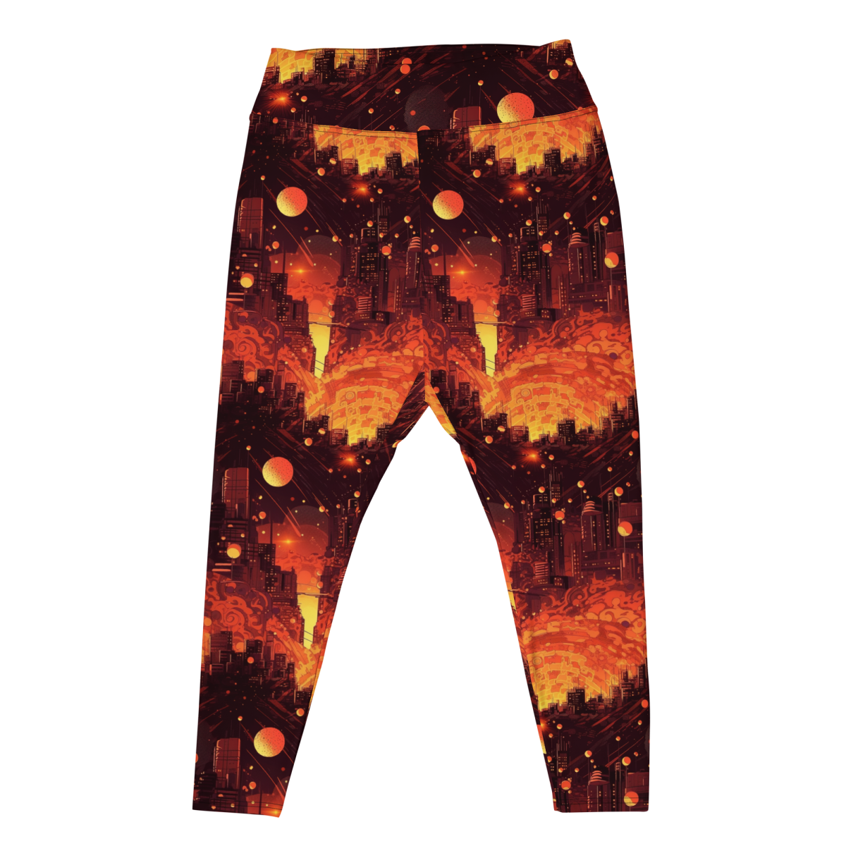 Spiral Flame - Orange/Black - Plus Size Leggings