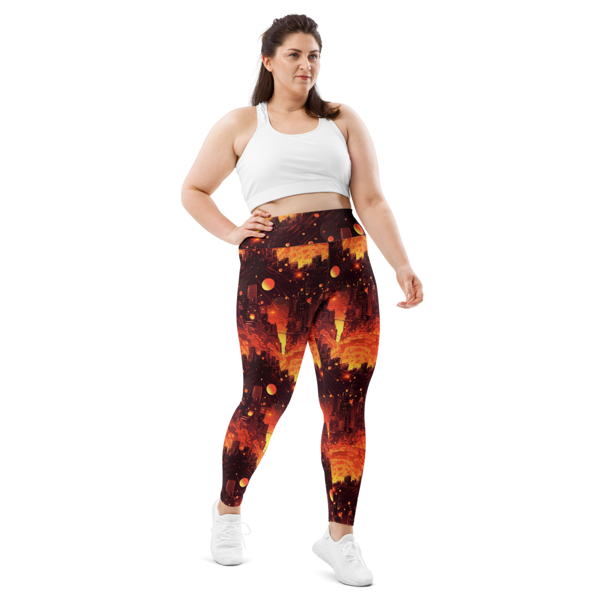 Spiral Flame - Orange/Black - Plus Size Leggings - Image 2