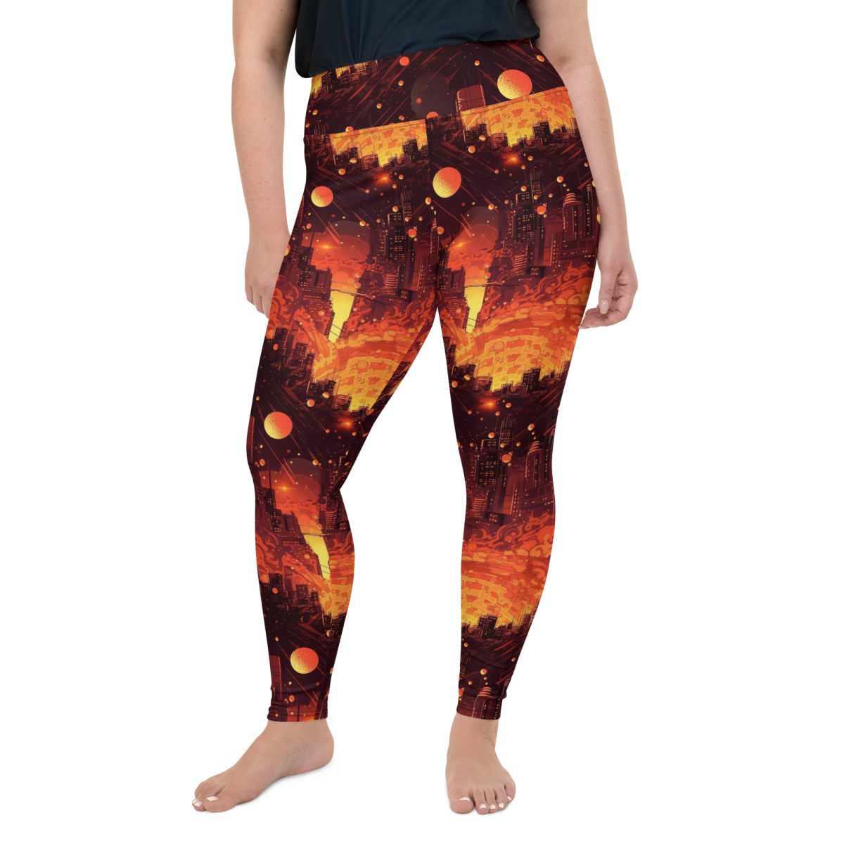 Spiral Flame - Orange/Black - Plus Size Leggings - Image 3