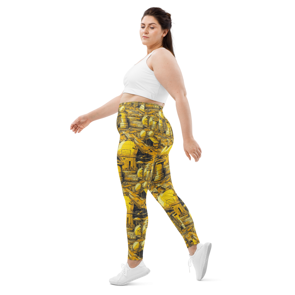 Moon Base - Yellow - Yoga Leggings - Image 8