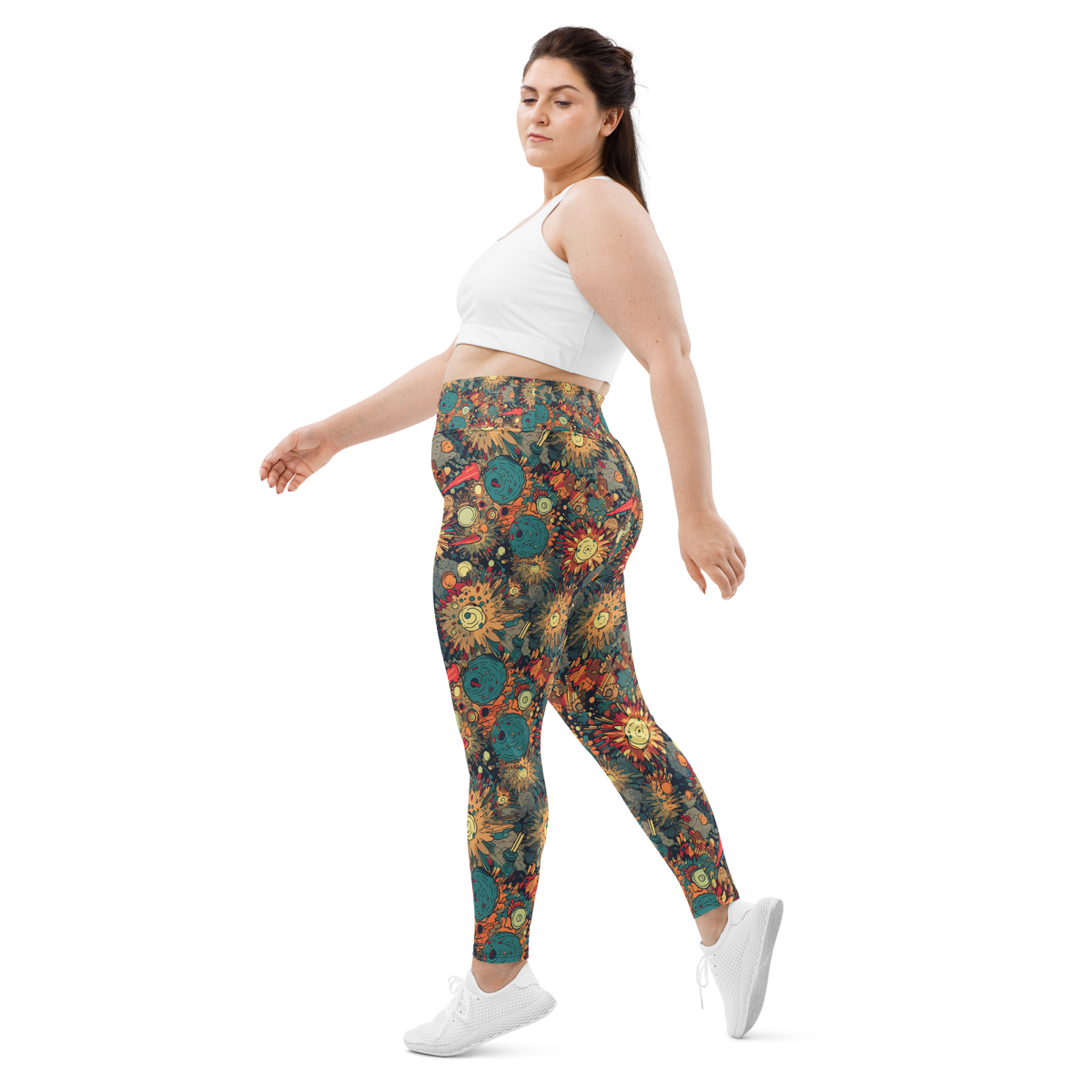 Flaming Fission - Blue/Yellow - Plus Size Leggings - Image 8