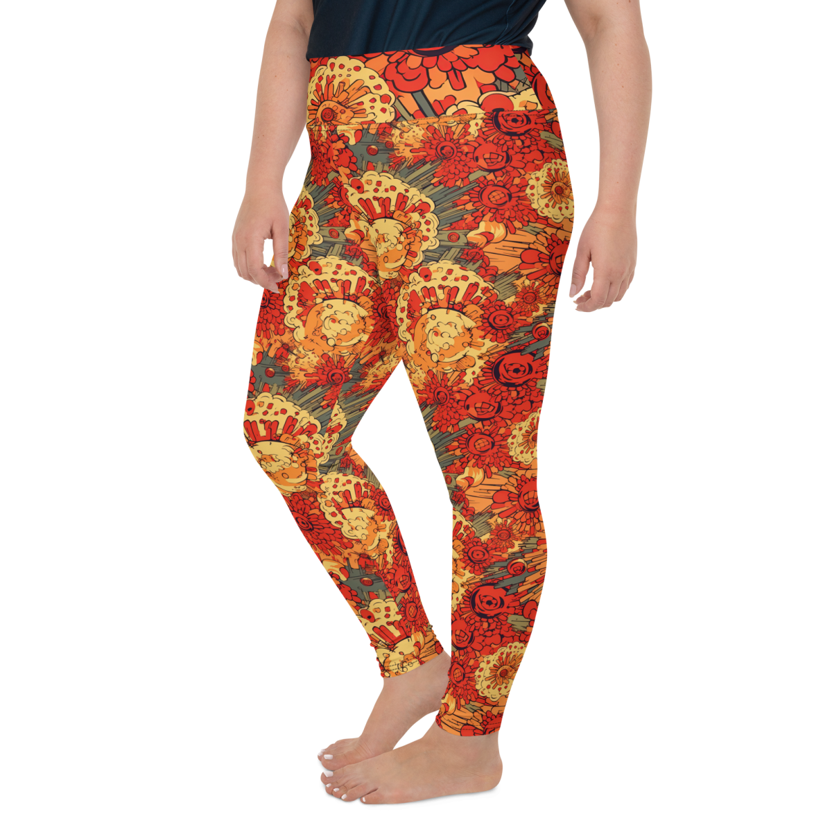 Fusion - Orange - Dark Blue Plus Size Leggings - Image 20
