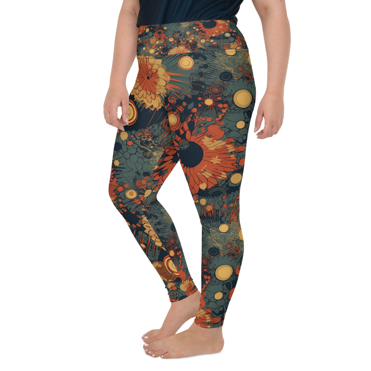 Trampled Flowers - Green/Blue - Plus Size Leggings - Image 20