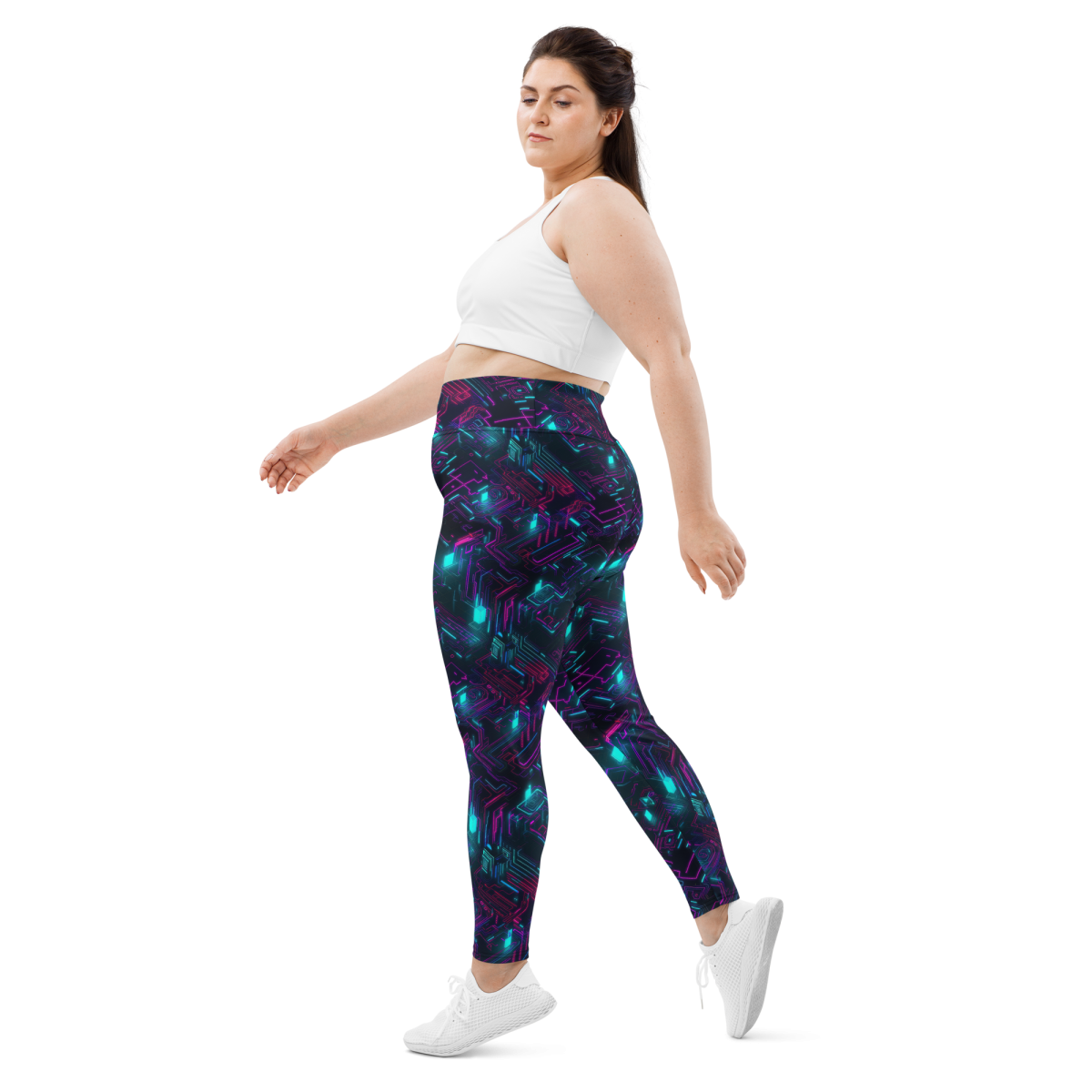 Cyberspace Circuits - Blue - Plus Size Leggings - Image 8