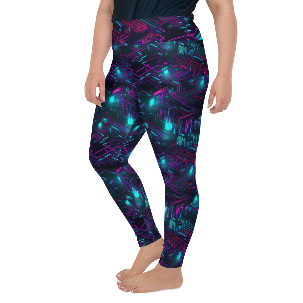 Cyberspace Circuits - Blue - Plus Size Leggings - Image 20