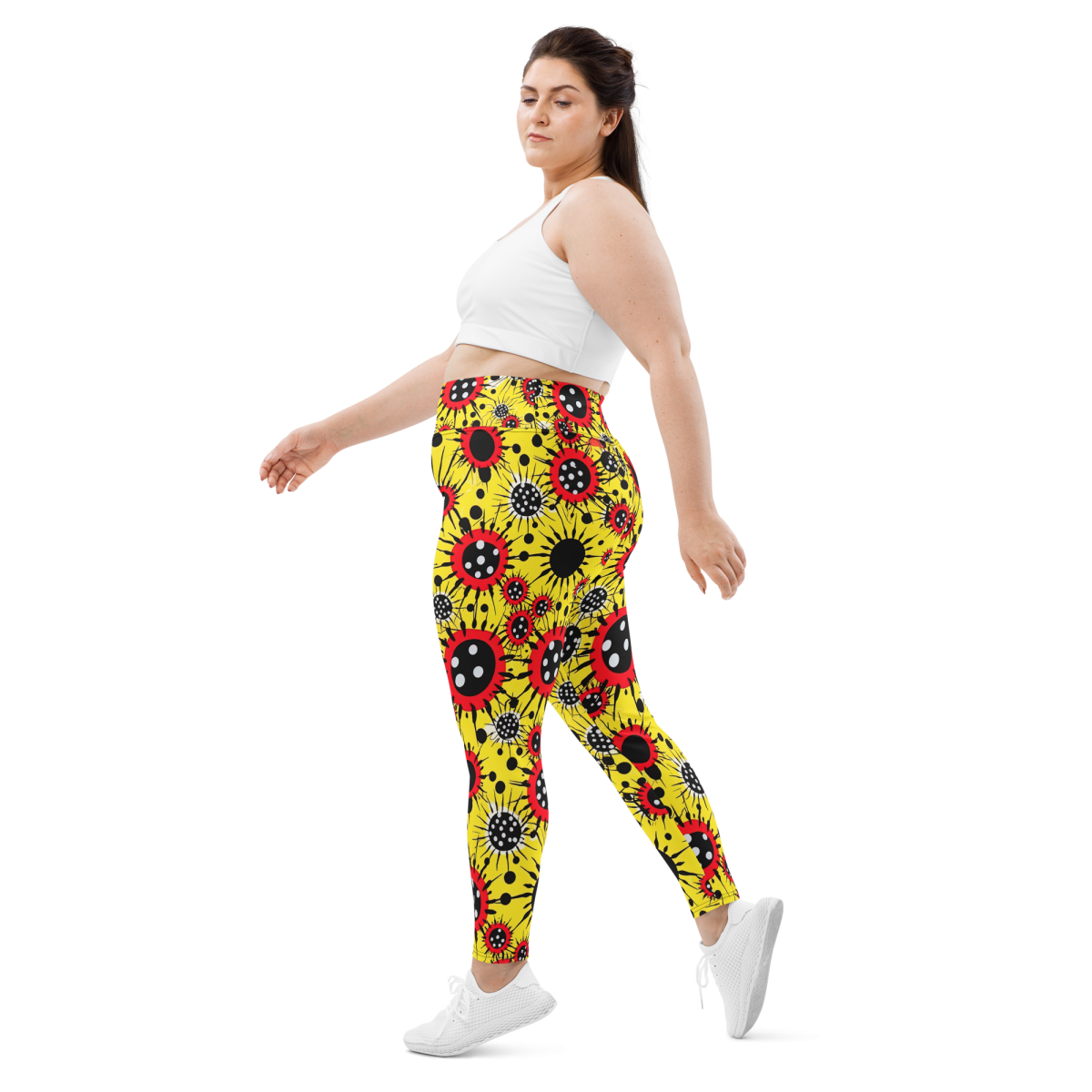 Virus Attack - Yellow/Red - Plus Size Leggings - Image 8