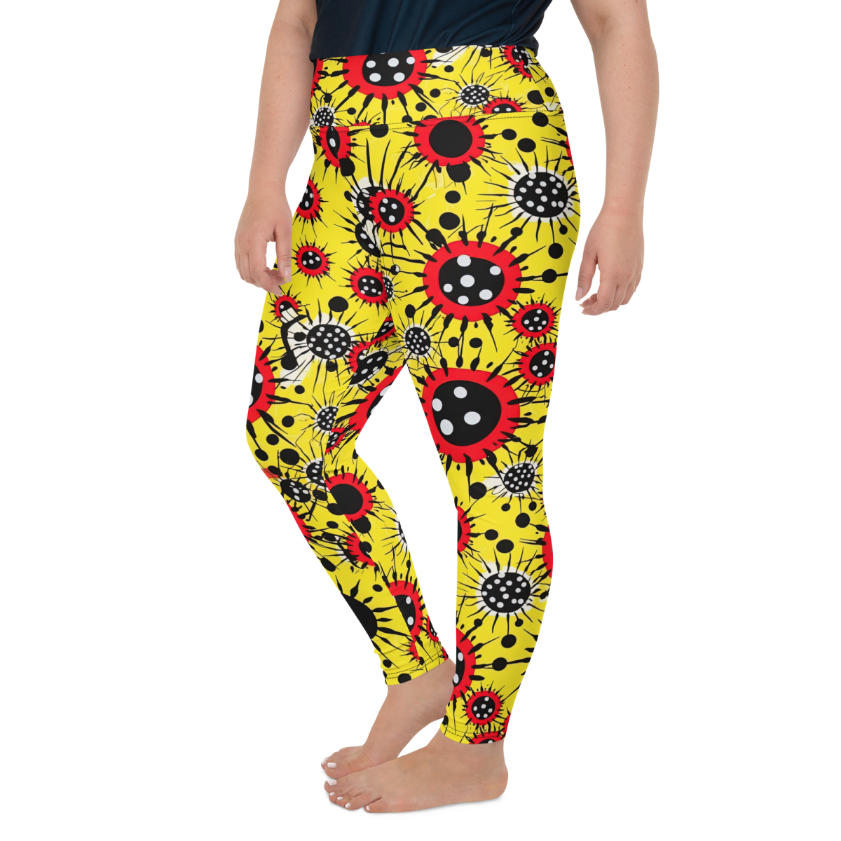 Virus Attack - Yellow/Red - Plus Size Leggings - Image 20