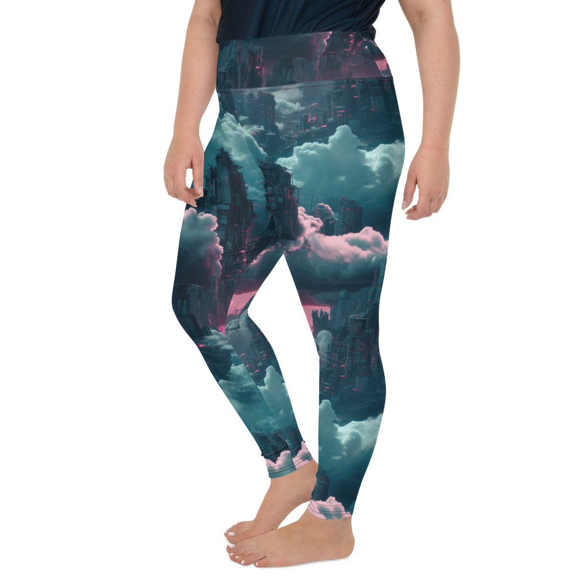 Cloudy City - Blue/Magenta - Plus Size Leggings - Image 20