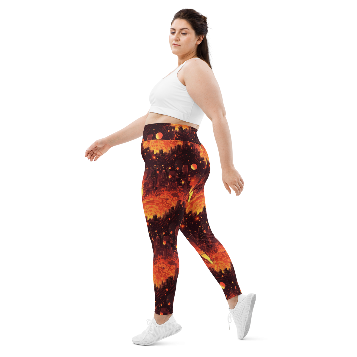 Spiral Flame - Orange/Black - Plus Size Leggings - Image 8