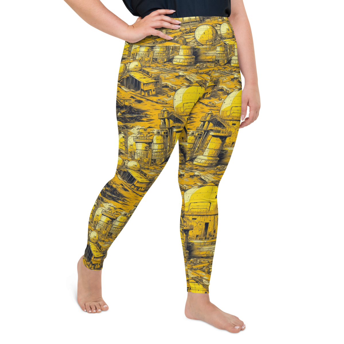 Moon Base - Yellow - Yoga Leggings - Image 14
