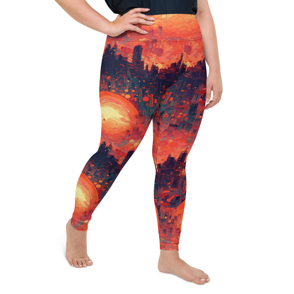Fiery Dawn - Red/Black - Plus Size Leggings - Image 14