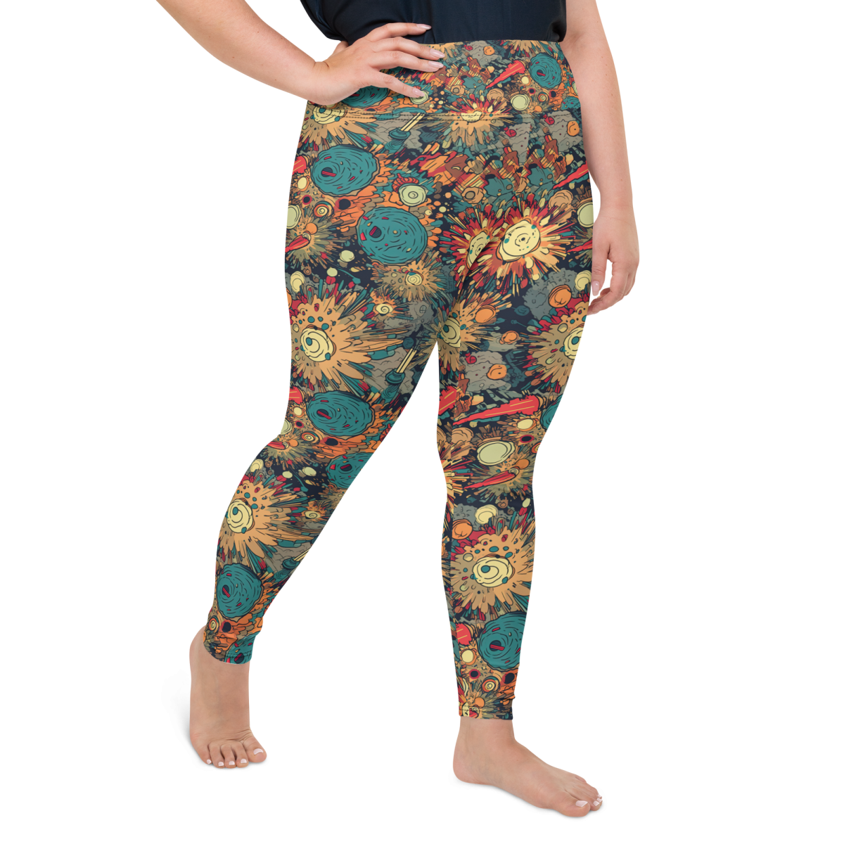 Flaming Fission - Blue/Yellow - Plus Size Leggings - Image 14