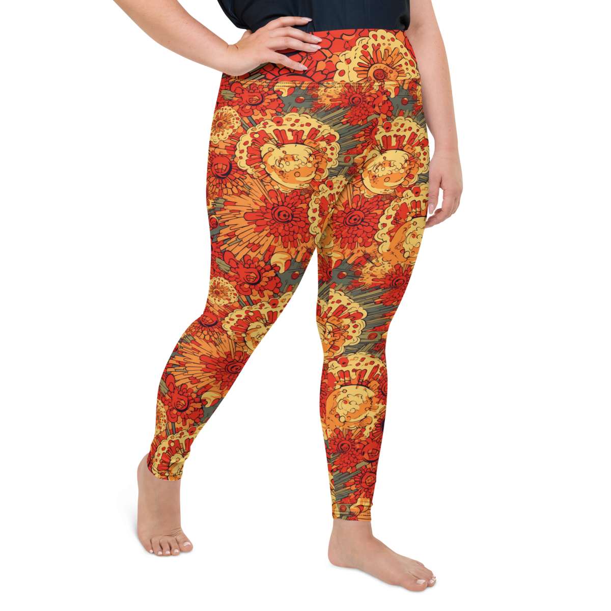 Fusion - Orange - Dark Blue Plus Size Leggings - Image 14