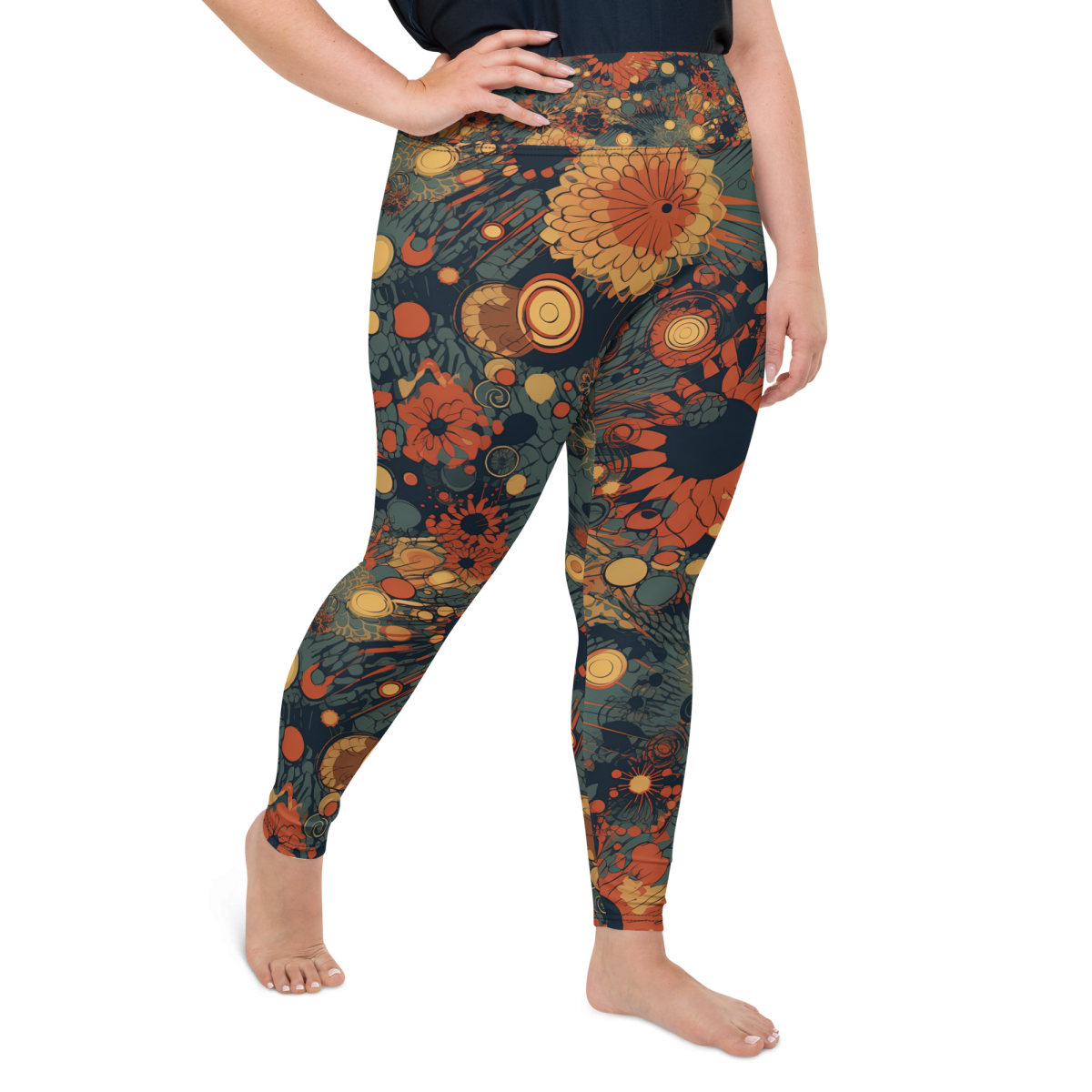 Trampled Flowers - Green/Blue - Plus Size Leggings - Image 14