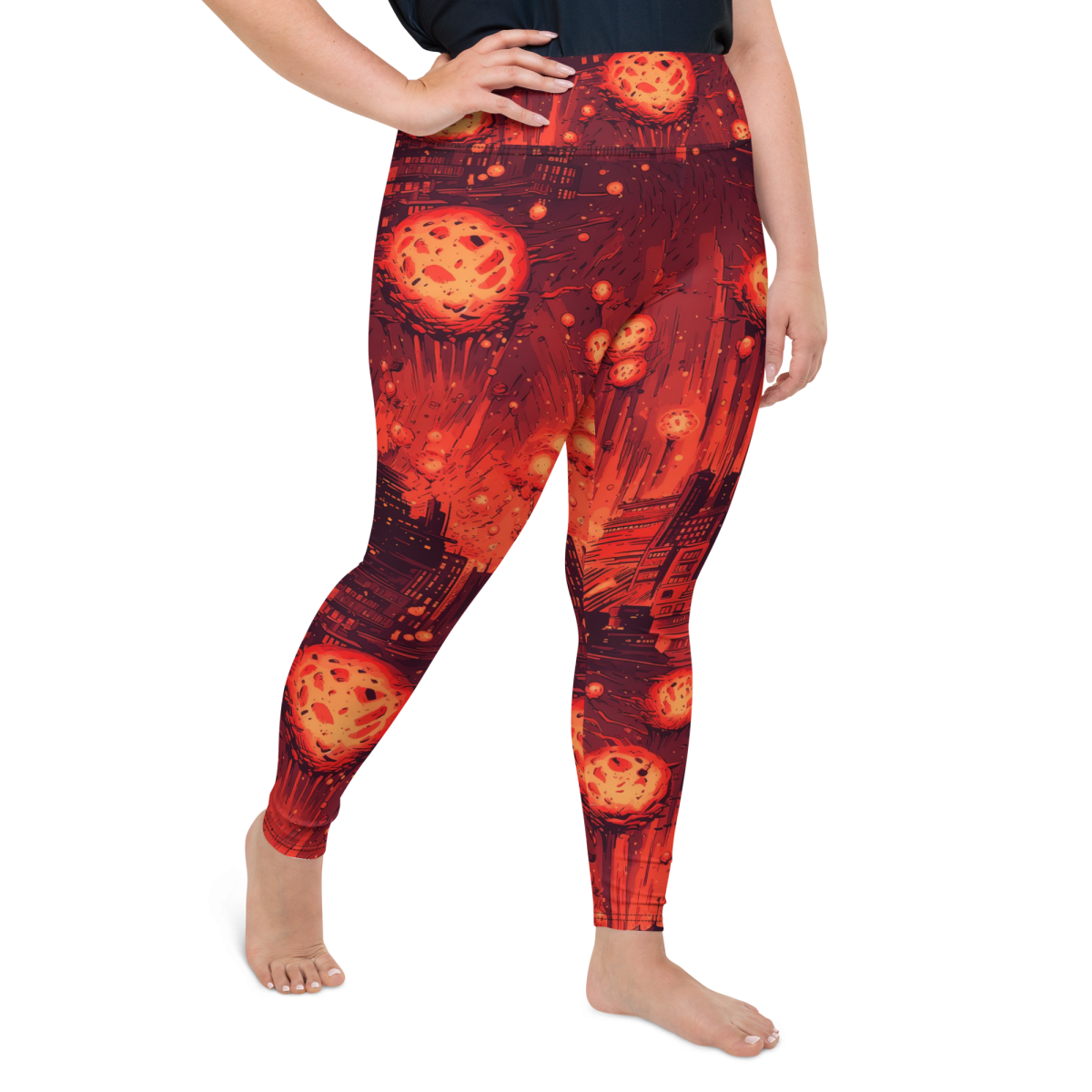 Meteor Strike - Red - Plus Size Leggings - Image 14