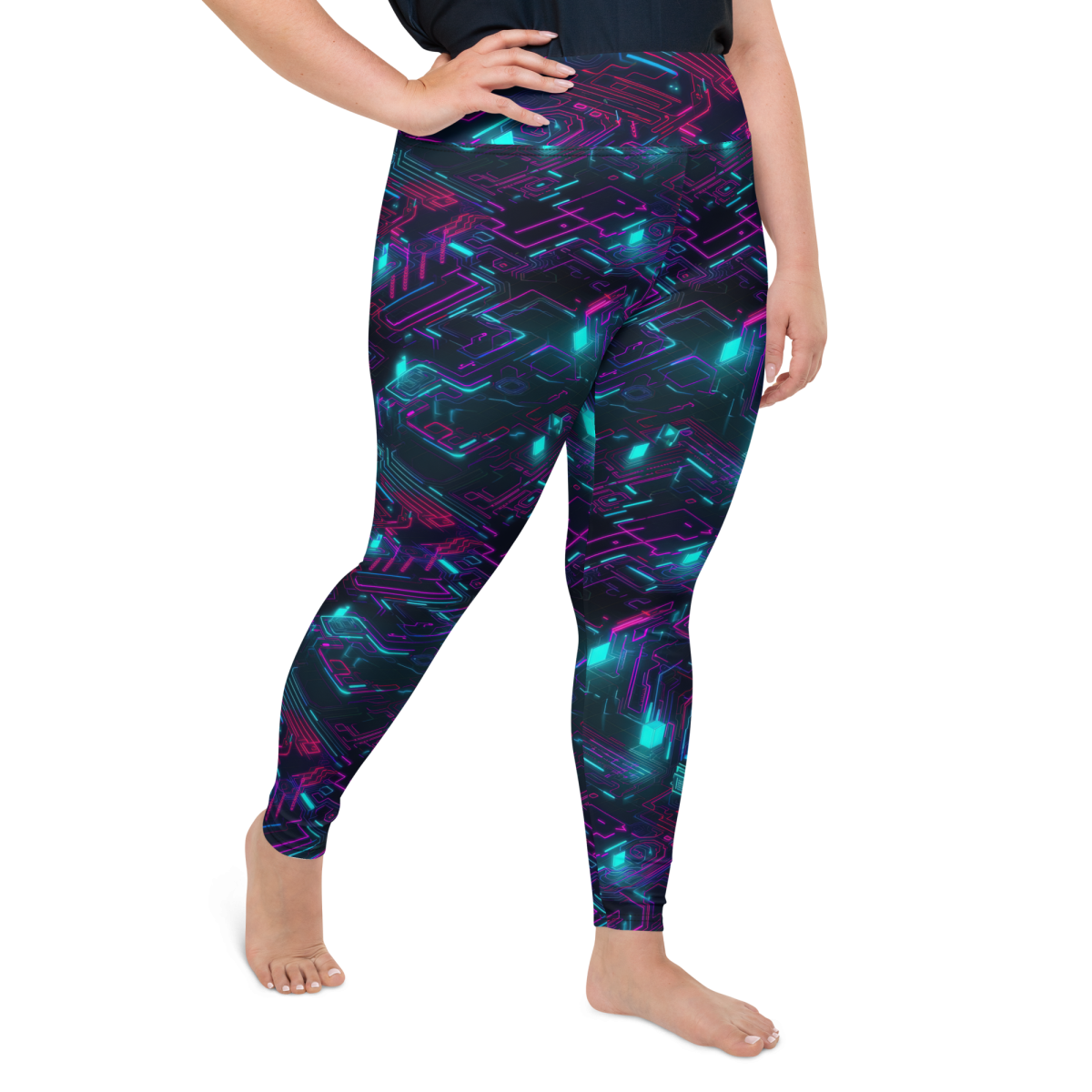 Cyberspace Circuits - Blue - Plus Size Leggings - Image 14
