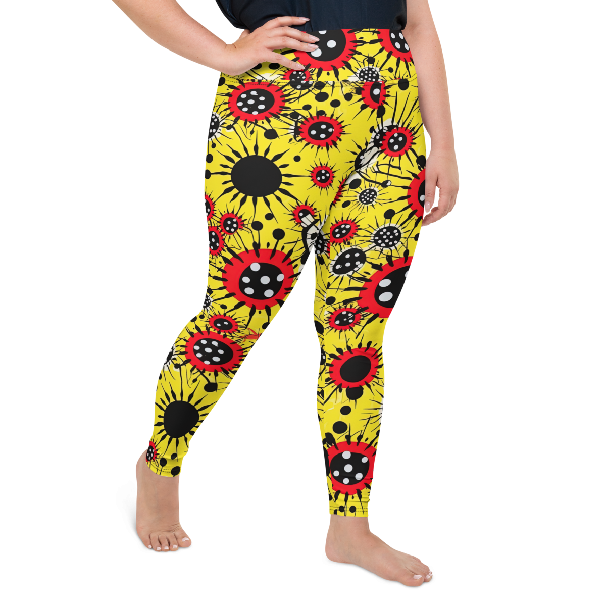 Virus Attack - Yellow/Red - Plus Size Leggings - Image 14
