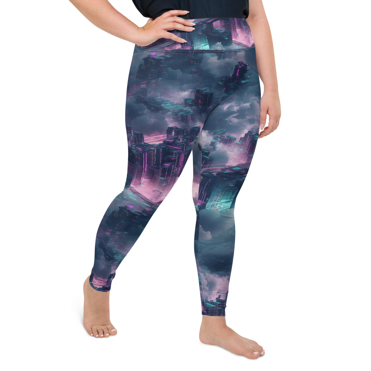 Cloudy Skyscraper - Blue/Magenta - Plus Size Leggings - Image 14
