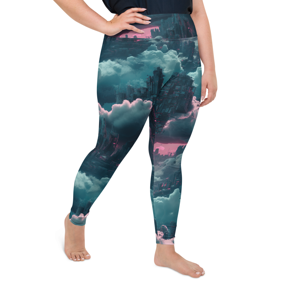 Cloudy City - Blue/Magenta - Plus Size Leggings - Image 14