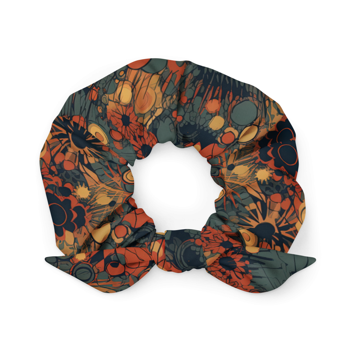 Trampled Flowers - Green/Blue - Scrunchie