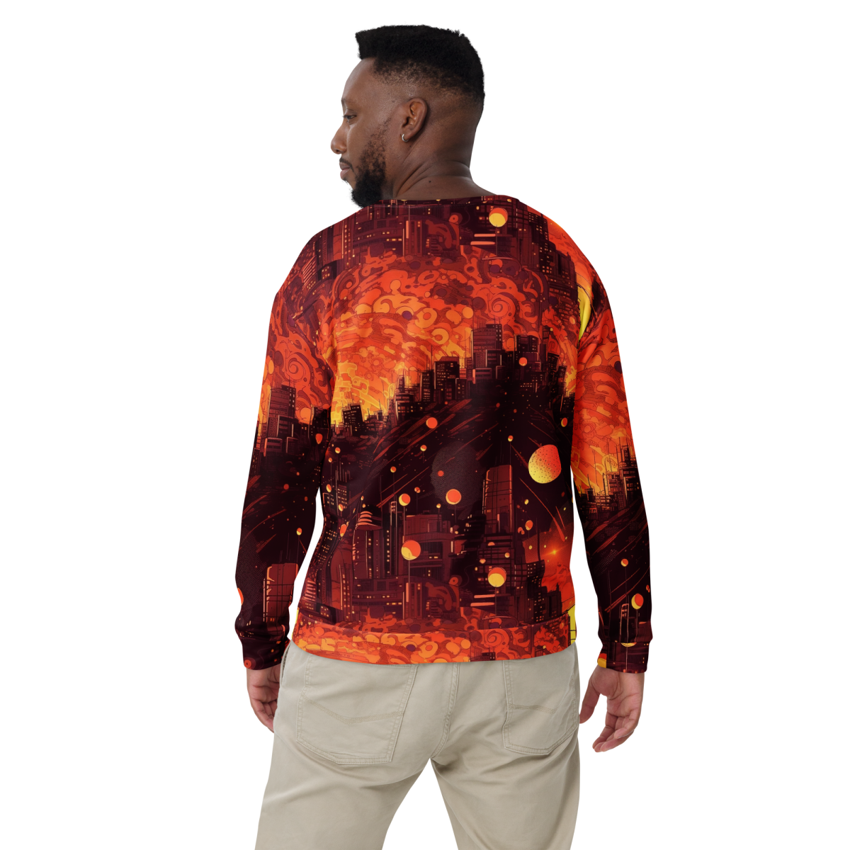 Spiral Flame - Orange/Black - Unisex Sweatshirt - Image 10