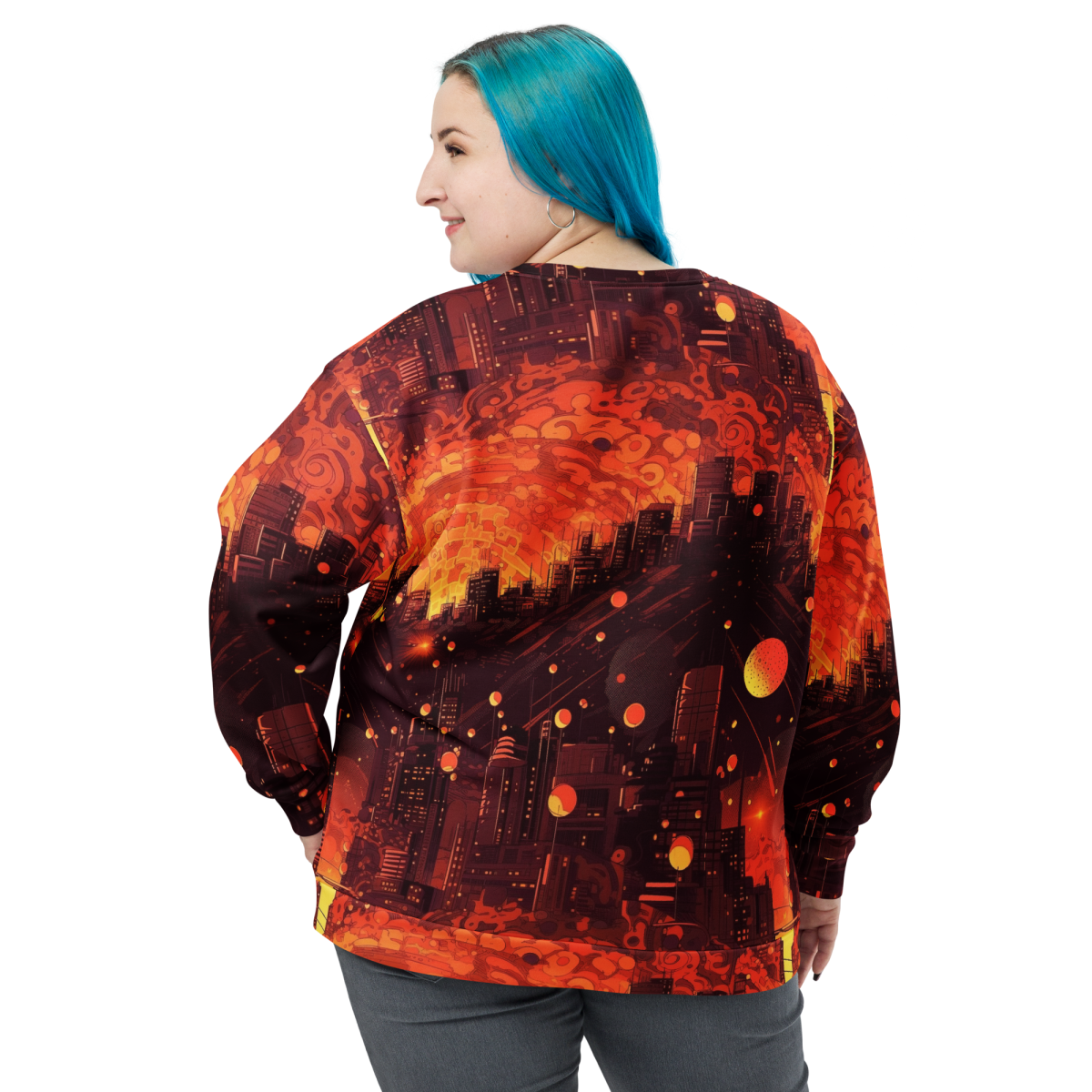 Spiral Flame - Orange/Black - Unisex Sweatshirt - Image 11