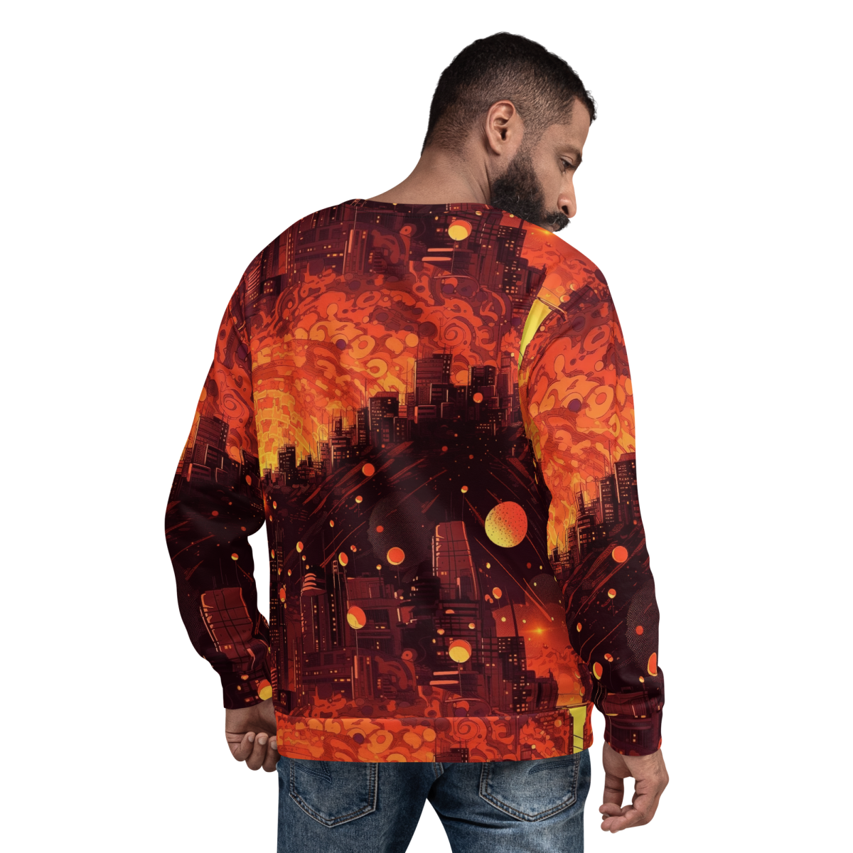 Spiral Flame - Orange/Black - Unisex Sweatshirt - Image 13