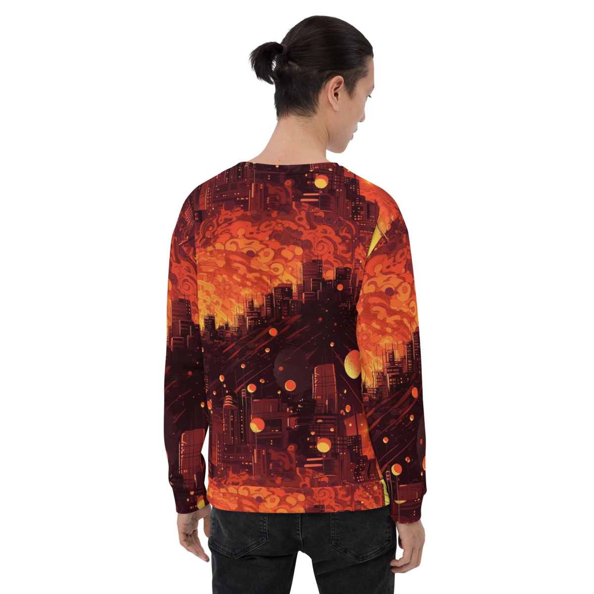 Spiral Flame - Orange/Black - Unisex Sweatshirt - Image 14