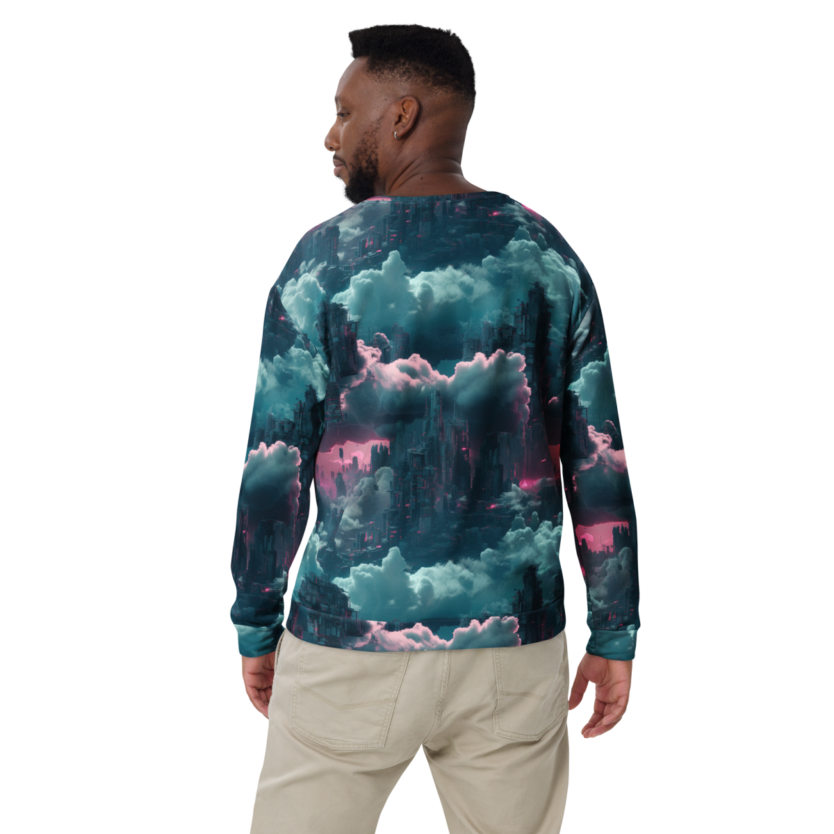 Cloudy Skyscraper - Blue/Magenta - Unisex Sweatshirt - Image 9