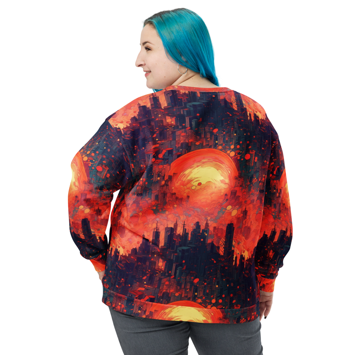 Fiery Dawn - Red/Black- Unisex Sweatshirt - Image 10