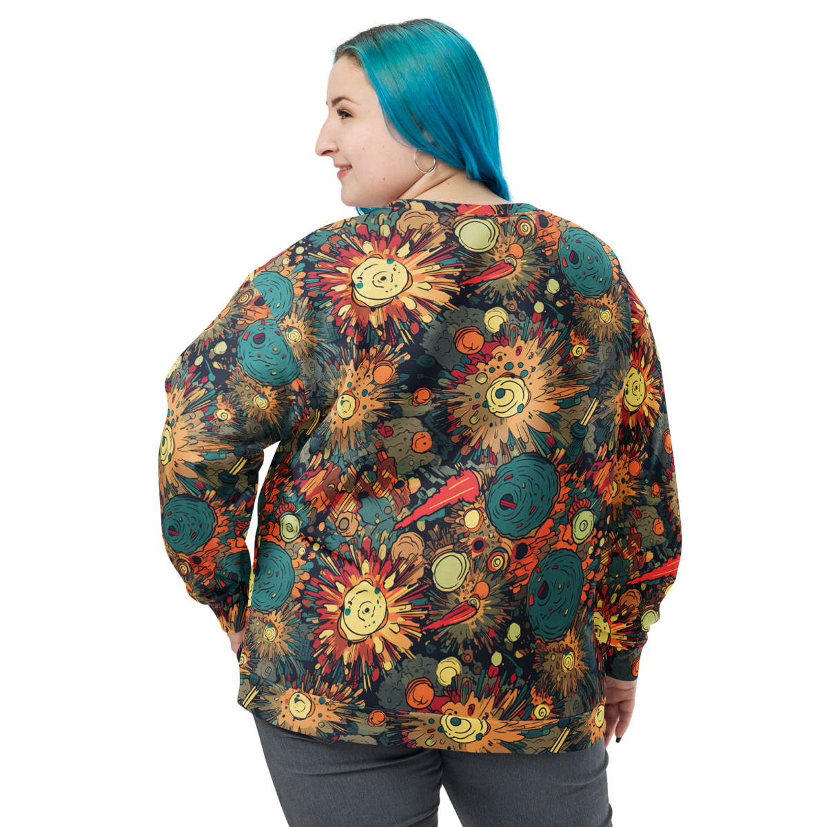 Flaming Fission - Blue/Yellow - Unisex Sweatshirt - Image 10