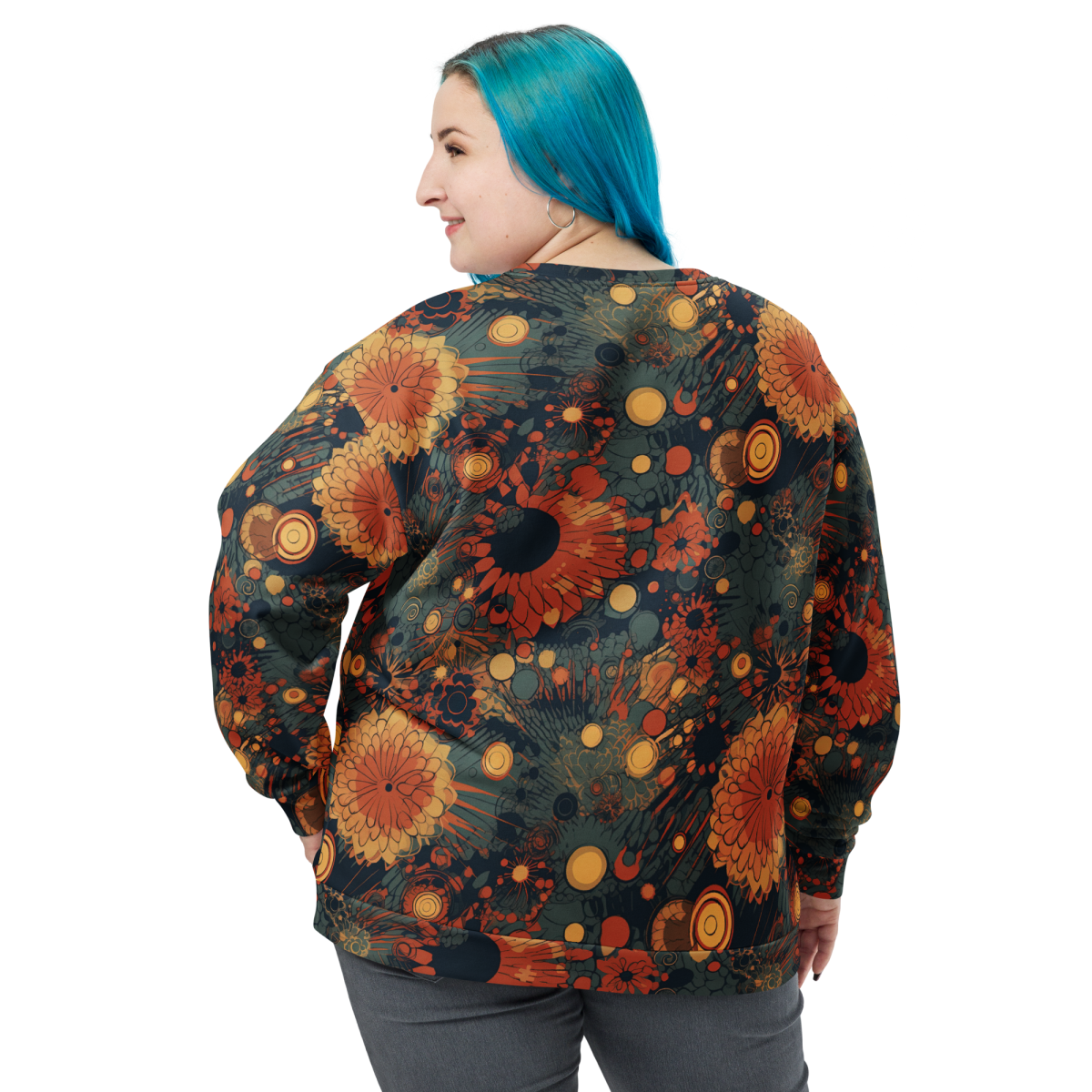 Trampled Flowers - Green/Blue - Unisex Sweatshirt - Image 10