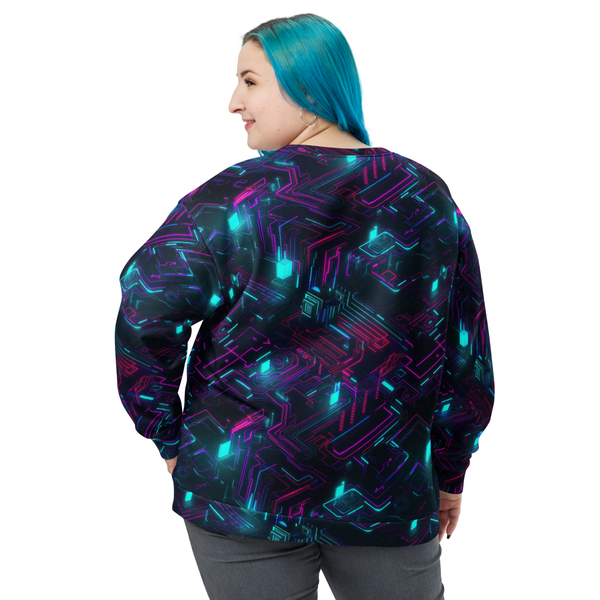 Cyberspace Circuits - Blue - Unisex Sweatshirt - Image 10