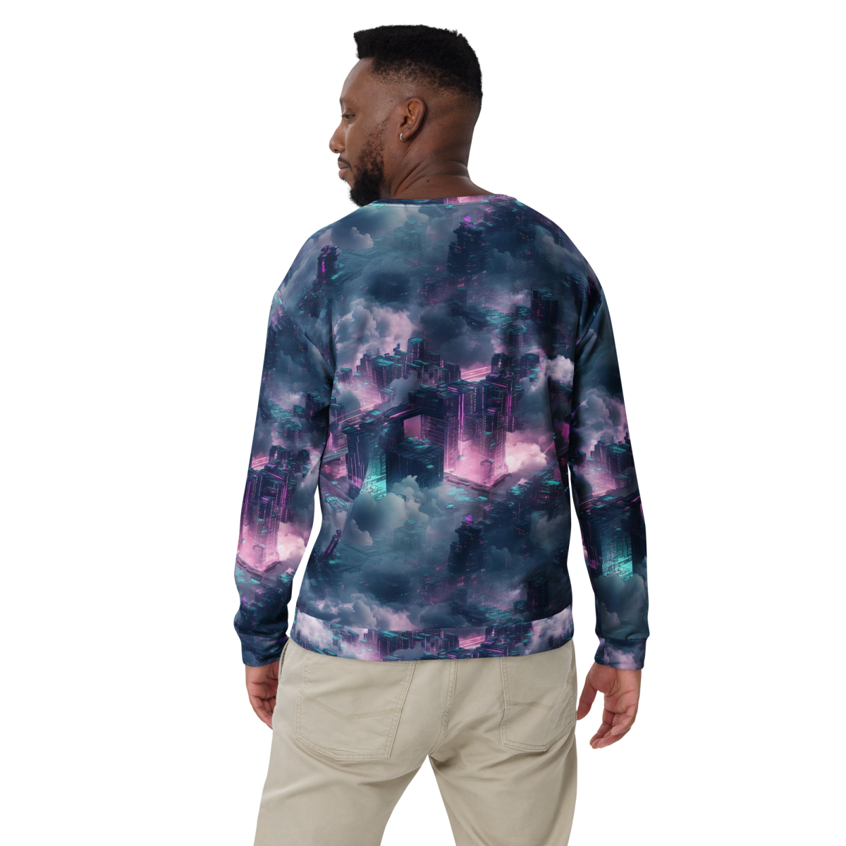 Cloudy City - Blue/Magenta - Unisex Sweatshirt - Image 9