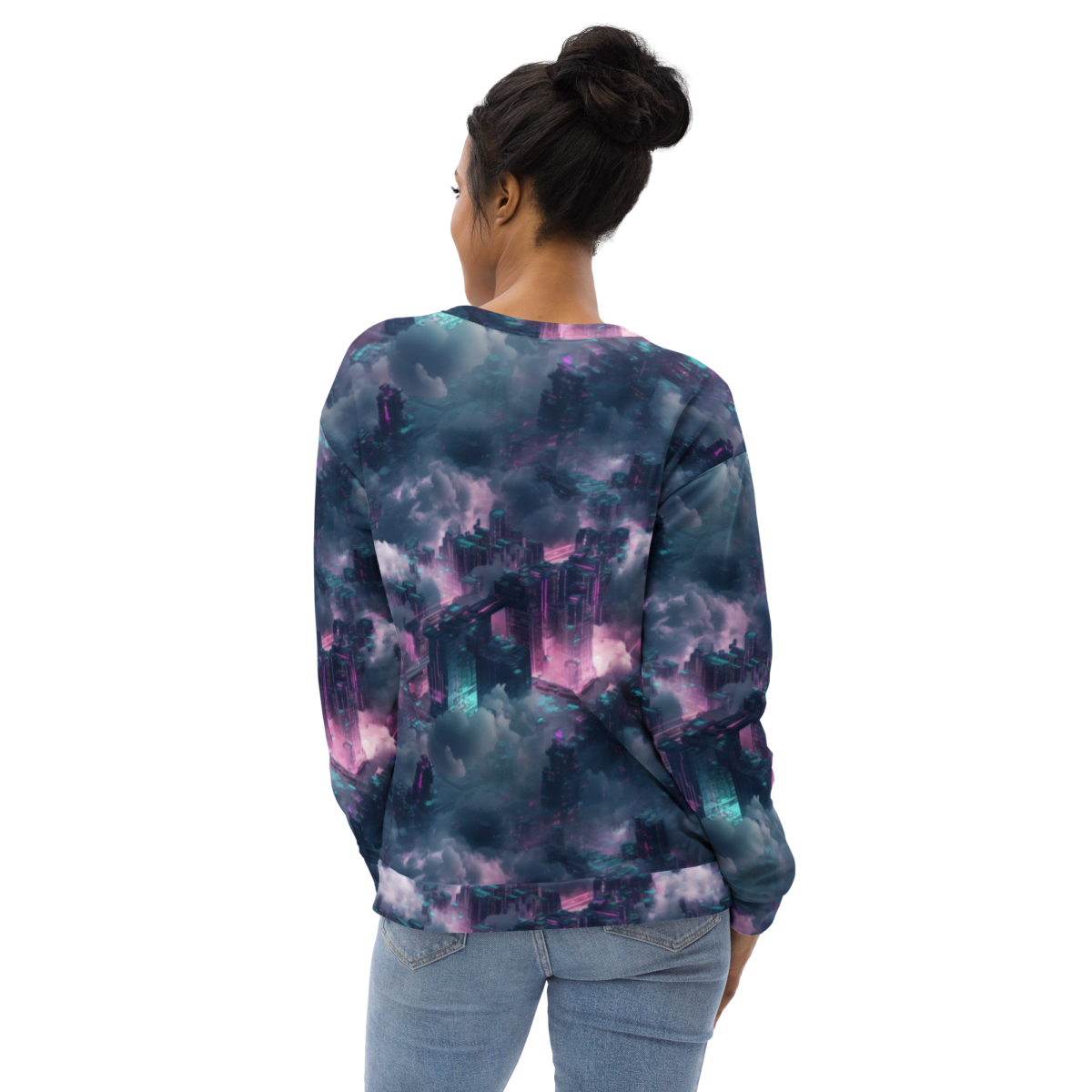 Cloudy City - Blue/Magenta - Unisex Sweatshirt - Image 11