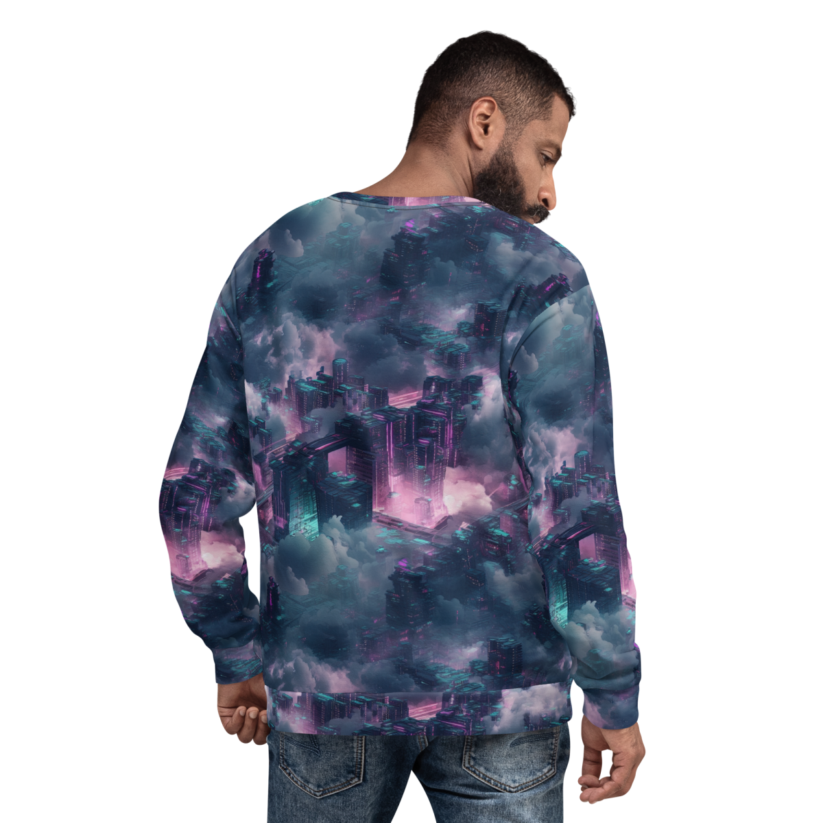 Cloudy City - Blue/Magenta - Unisex Sweatshirt - Image 12