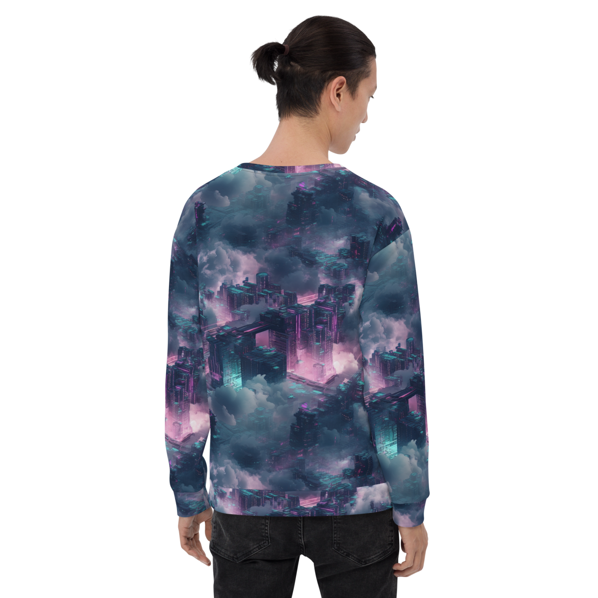 Cloudy City - Blue/Magenta - Unisex Sweatshirt - Image 13