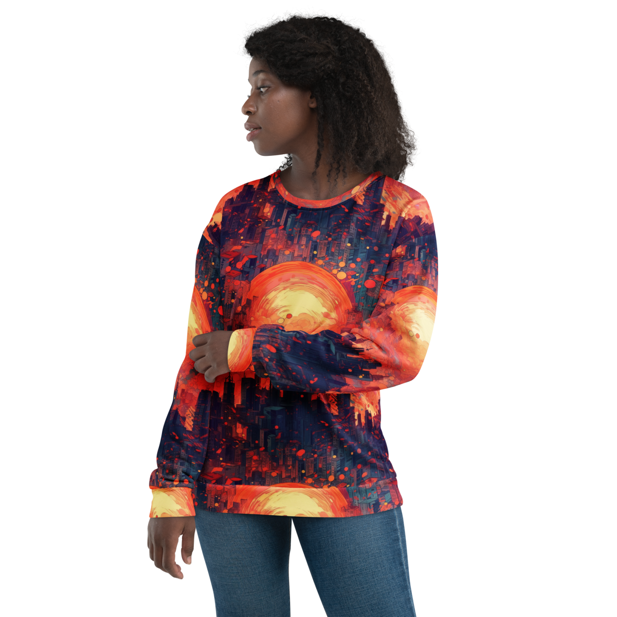 Fiery Dawn - Red/Black- Unisex Sweatshirt - Image 3