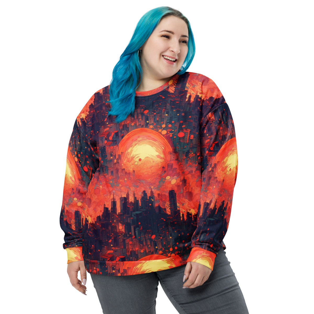 Fiery Dawn - Red/Black- Unisex Sweatshirt - Image 4