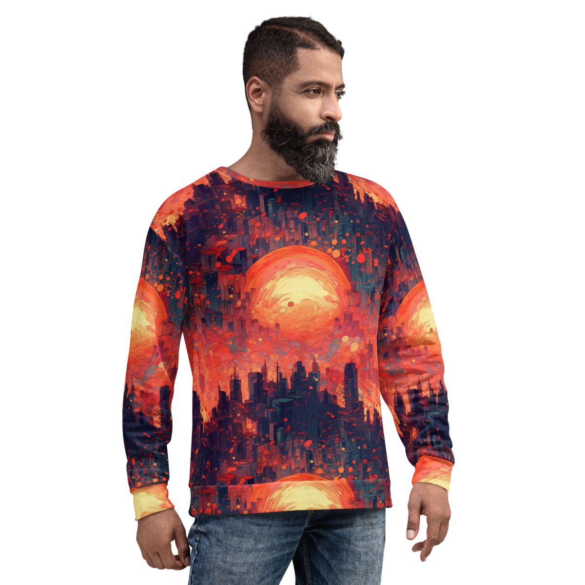 Fiery Dawn - Red/Black- Unisex Sweatshirt - Image 6