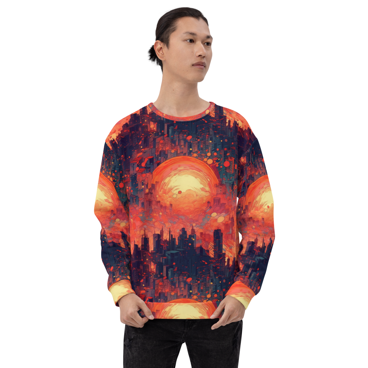 Fiery Dawn - Red/Black- Unisex Sweatshirt - Image 7
