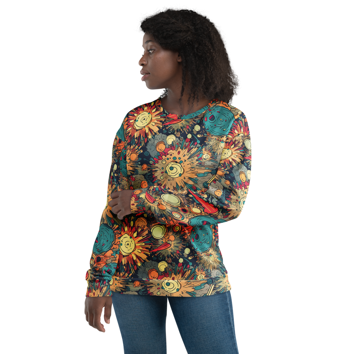Flaming Fission - Blue/Yellow - Unisex Sweatshirt - Image 3
