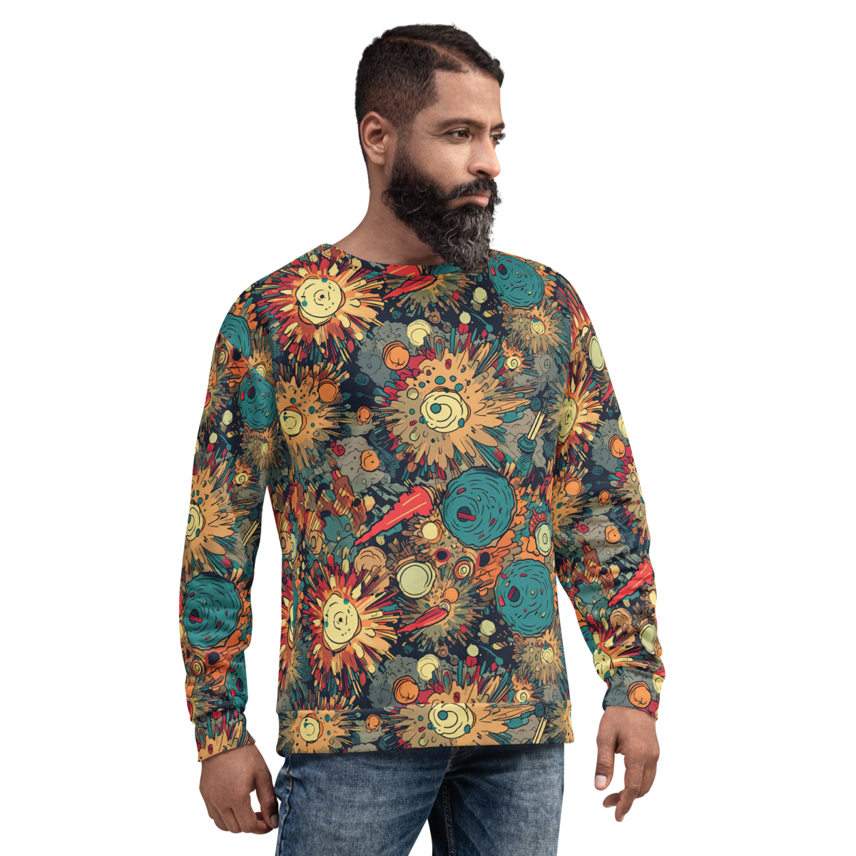 Flaming Fission - Blue/Yellow - Unisex Sweatshirt - Image 6