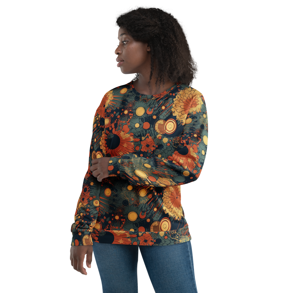 Trampled Flowers - Green/Blue - Unisex Sweatshirt - Image 3