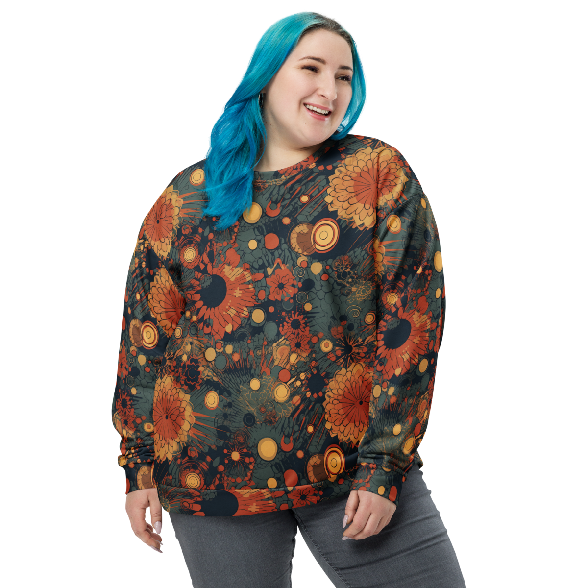 Trampled Flowers - Green/Blue - Unisex Sweatshirt - Image 4
