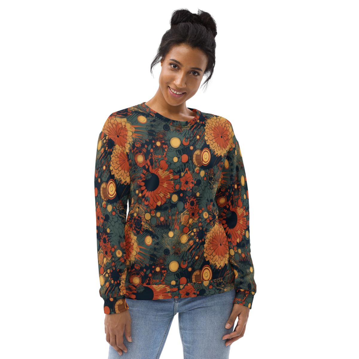 Trampled Flowers - Green/Blue - Unisex Sweatshirt - Image 5