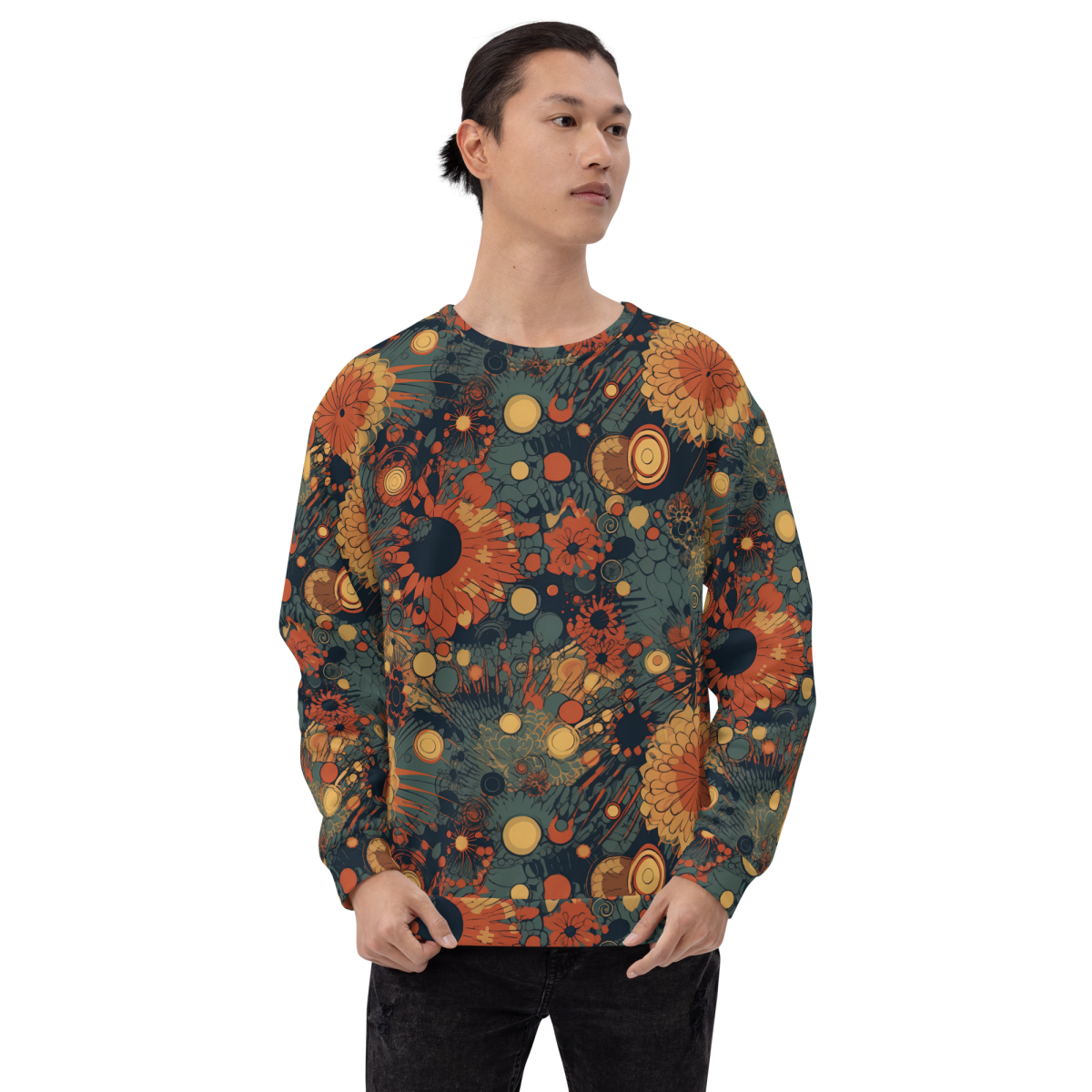 Trampled Flowers - Green/Blue - Unisex Sweatshirt - Image 7